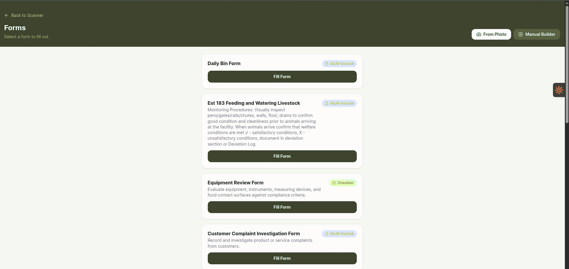 Compliance forms ready to fill